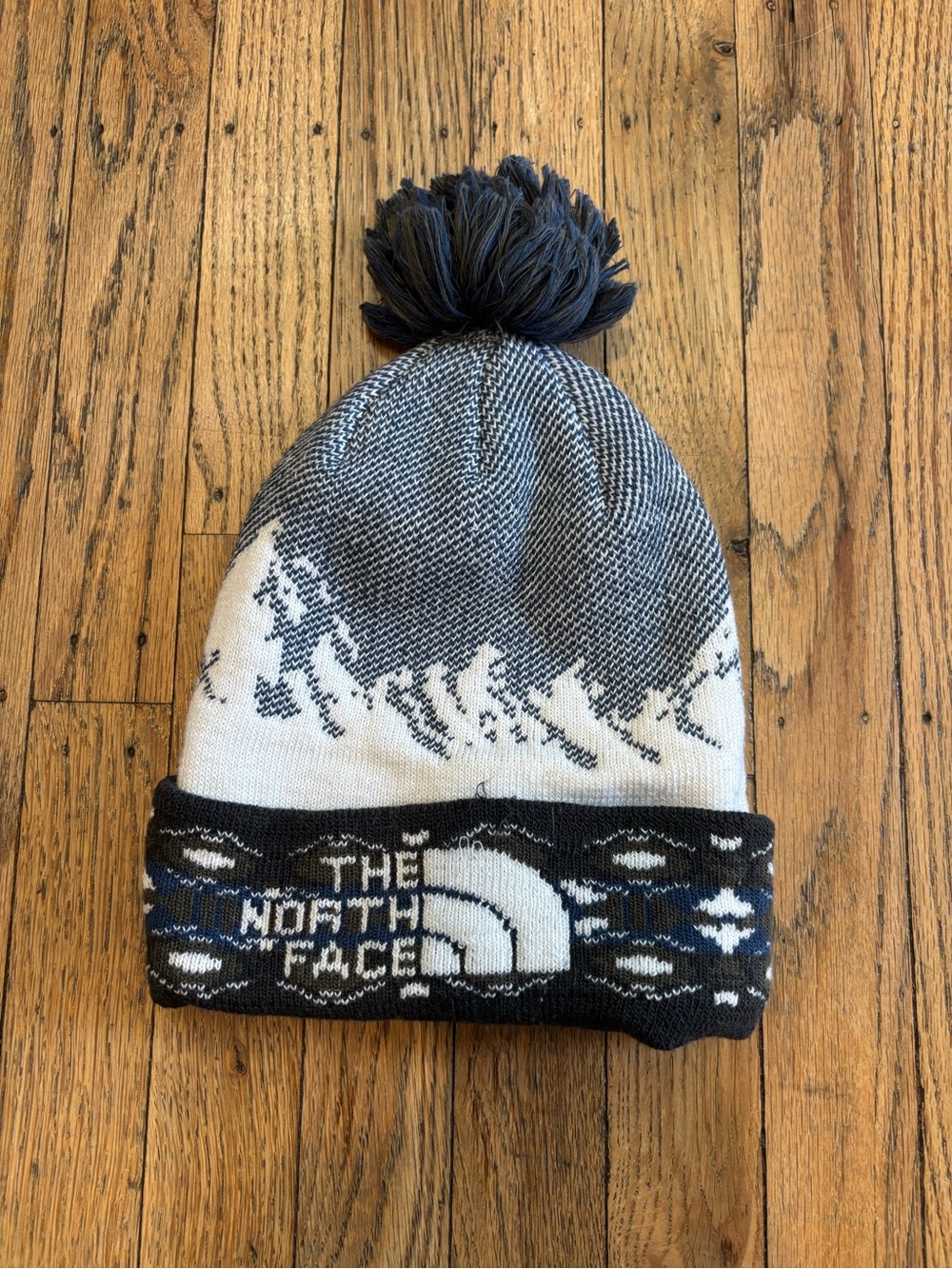 The North Face Black, White & Navy Pom Beanie